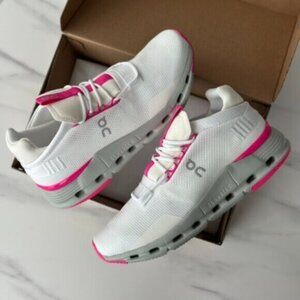 On Cloud Running Women's Athletic Shoes White and Pink